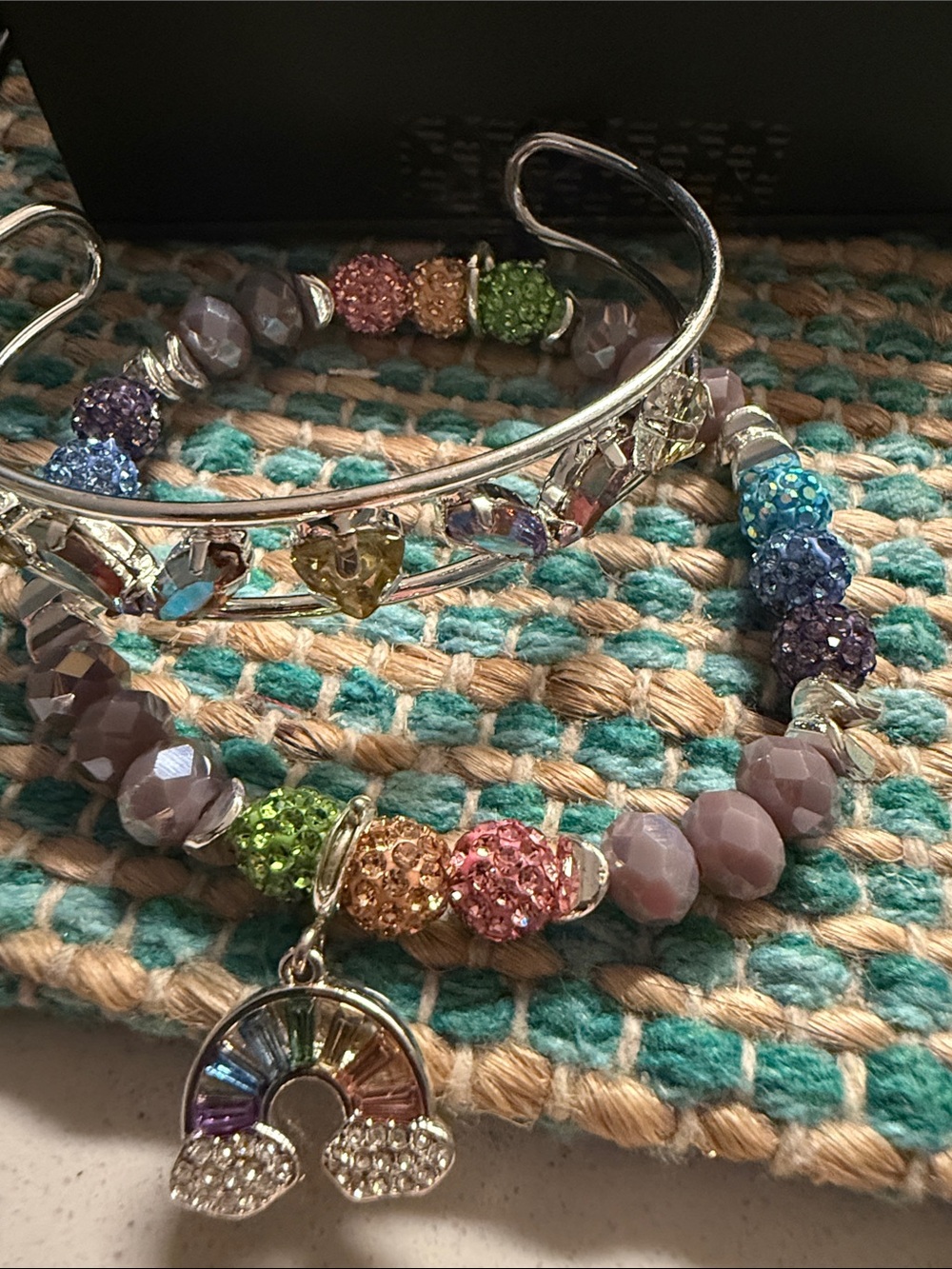 Multicolor Crystal Bead Rainbow Charm Bracelet - Women Jewelry